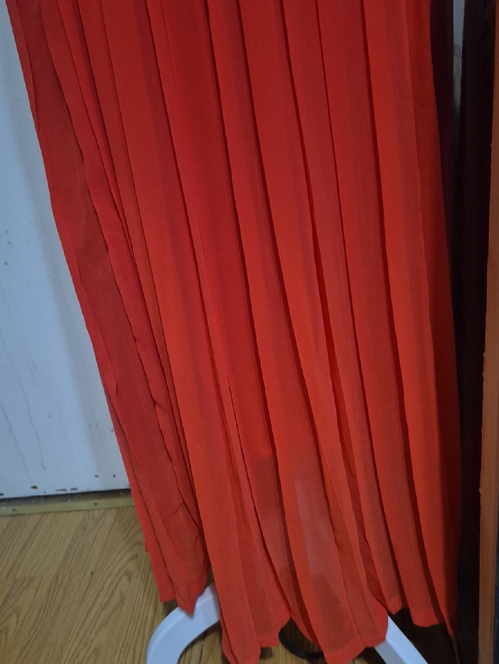 Collective Concepts Bright Orange Pleated Maxi Skirt. Lightweight Women's Skirt - Picture 2 of 2